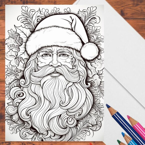 8 Christmas Coloring A7 Cards: DIY Holiday Greeting Card Kit with Envelopes - Picture 1 of 9